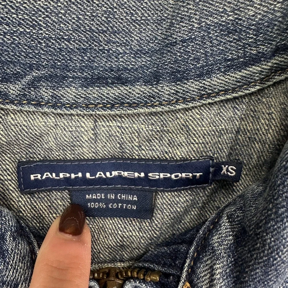 VTG Ralph Lauren Sport‎ Jean Jacket Kids XS Blue Distressed Western